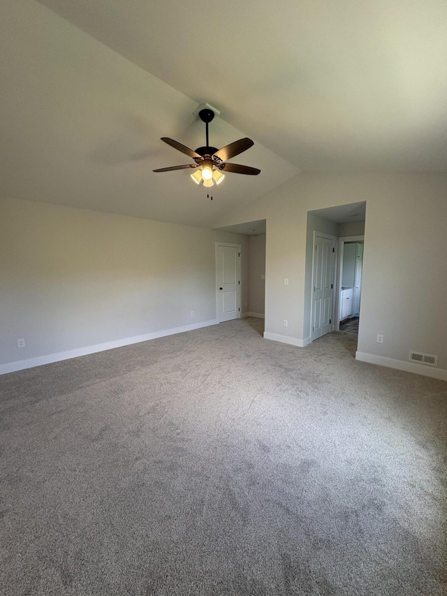 160 Saddlebrook Ln, Dry Ridge, KY 41035 - carpeted empty room with baseboards, ceiling fan, and lofted ceiling