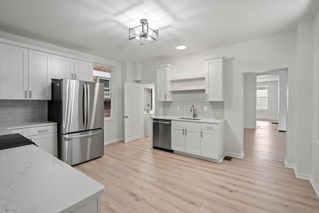 904 5th Ave, Dayton, KY 41074 - kitchen featuring appliances with stainless steel finishes, a sink, open shelves, and plenty of natural light
