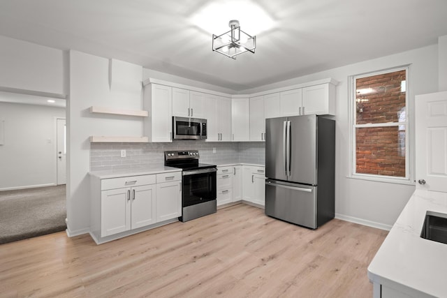 904 5th Ave, Dayton, KY 41074 - kitchen featuring appliances with stainless steel finishes, light countertops, open shelves, baseboards, and backsplash