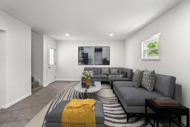 904 5th Ave, Dayton, KY 41074 - carpeted living area with healthy amount of natural light, baseboards, recessed lighting, and stairway