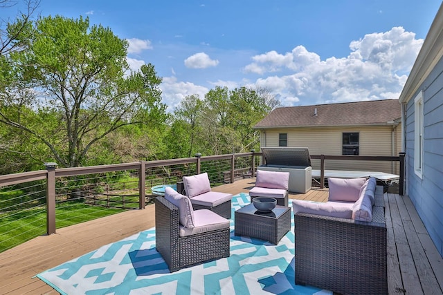 406 Hallam Ave, Erlanger, KY 41018 - wooden deck with an outdoor hangout area