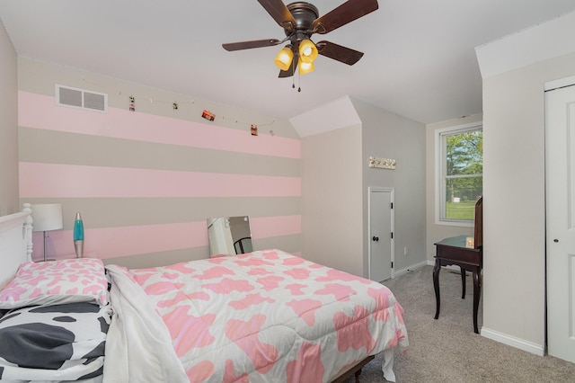1500 Heathen Ridge Rd, Crittenden, KY 41030 - carpeted bedroom with lofted ceiling, baseboards, and ceiling fan