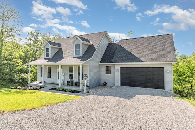 1500 Heathen Ridge Rd, Crittenden, KY 41030 - view of front of home with driveway, a garage, a porch, a shingled roof, and a front yard