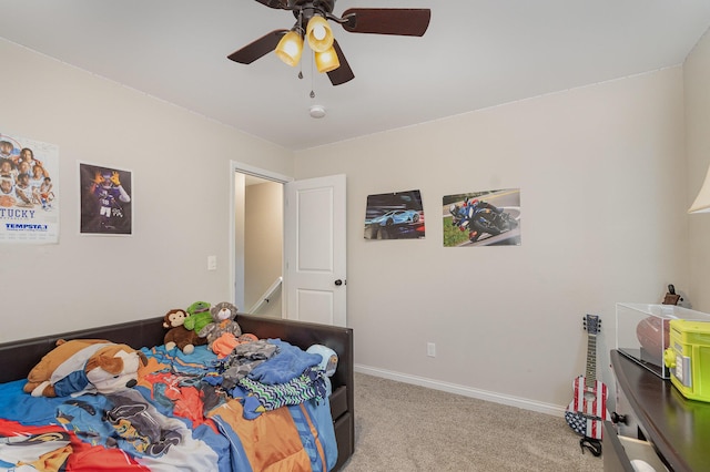 1500 Heathen Ridge Rd, Crittenden, KY 41030 - bedroom with carpet, baseboards, and ceiling fan