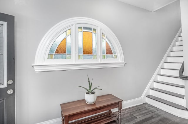 259 Van Voast Ave Unit 1, Bellevue, KY 41073 - foyer featuring stairs, baseboards, and dark wood finished floors