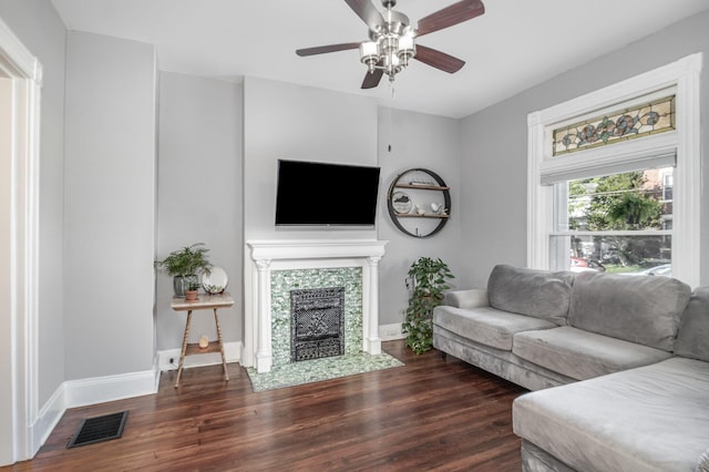 259 Van Voast Ave Unit 1, Bellevue, KY 41073 - living room with wood finished floors, a ceiling fan, and baseboards