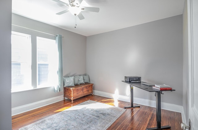 259 Van Voast Ave Unit 1, Bellevue, KY 41073 - home office with ceiling fan, baseboards, and wood finished floors