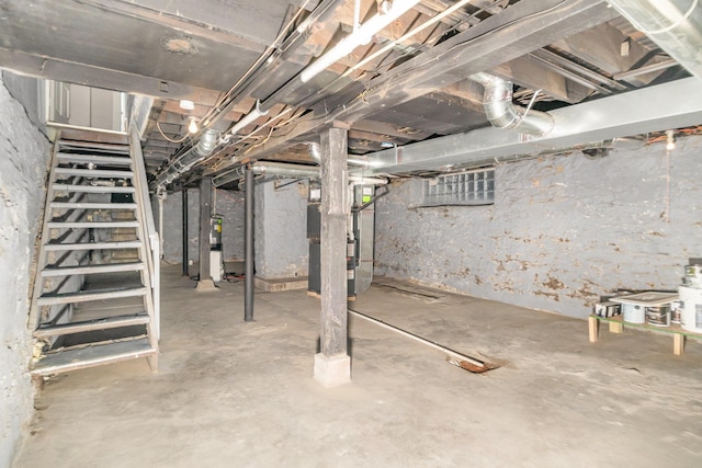 259 Van Voast Ave Unit 1, Bellevue, KY 41073 - unfinished basement with stairs and heating unit