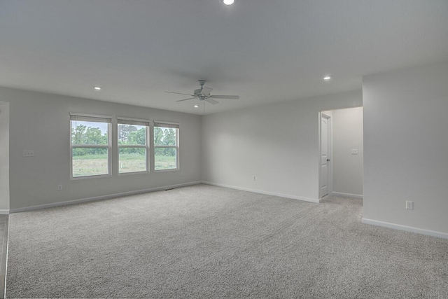 2345 John James Ct, Hebron, KY 41048 - empty room featuring ceiling fan, recessed lighting, light colored carpet, and baseboards