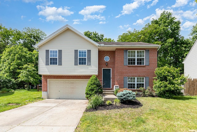 876 Virginiabradford Ct, Erlanger, KY 41018 - split foyer home featuring a garage, brick siding, concrete driveway, and entry steps