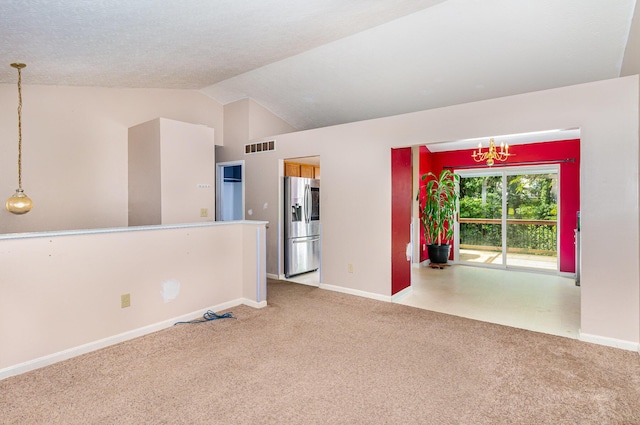 876 Virginiabradford Ct, Erlanger, KY 41018 - empty room with a chandelier, carpet, baseboards, and vaulted ceiling