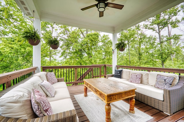 827 Iva Del Ct, Crescent Springs, KY 41017 - wooden deck featuring an outdoor living space and a ceiling fan