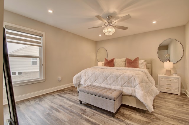 827 Iva Del Ct, Crescent Springs, KY 41017 - bedroom with wood finished floors, baseboards, recessed lighting, and a ceiling fan