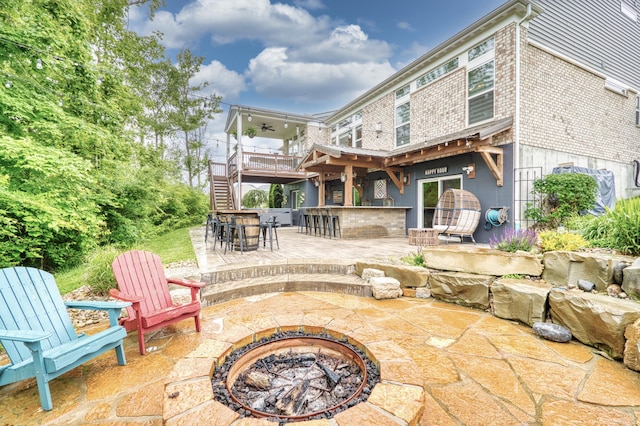 827 Iva Del Ct, Crescent Springs, KY 41017 - view of patio featuring a fire pit, stairway, and ceiling fan