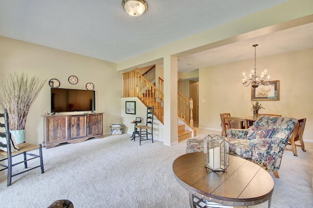 208 Misty Cove Way, Highland Heights, KY 41076 - carpeted living area with stairway and a chandelier