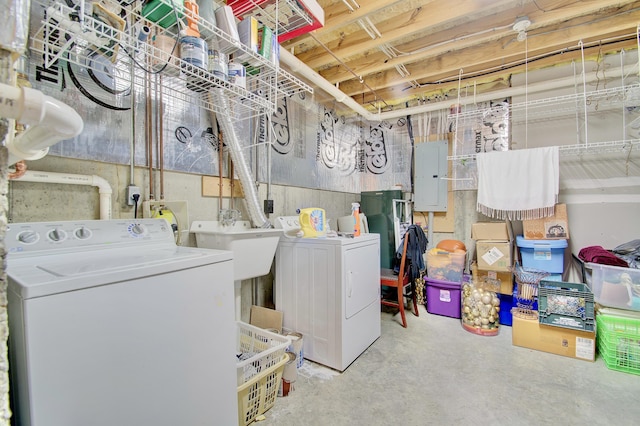 208 Misty Cove Way, Highland Heights, KY 41076 - laundry room with electric panel and separate washer and dryer