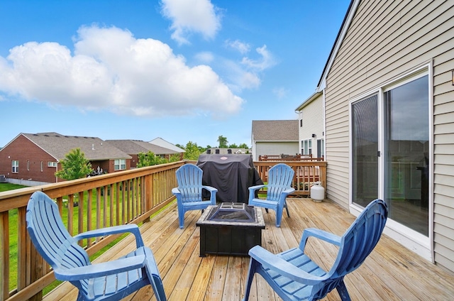 1344 Wilshire Ct, Union, KY 41091 - deck featuring a fire pit and a grill
