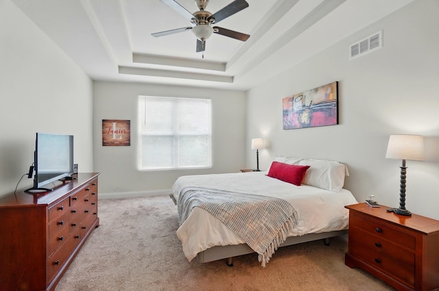 1344 Wilshire Ct, Union, KY 41091 - bedroom featuring light carpet, a raised ceiling, a ceiling fan, and baseboards