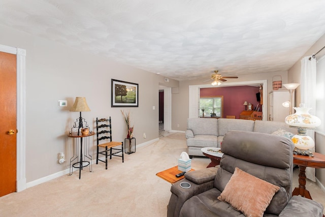 10 Juarez Cir, Covington, KY 41017 - carpeted living room with ceiling fan and baseboards