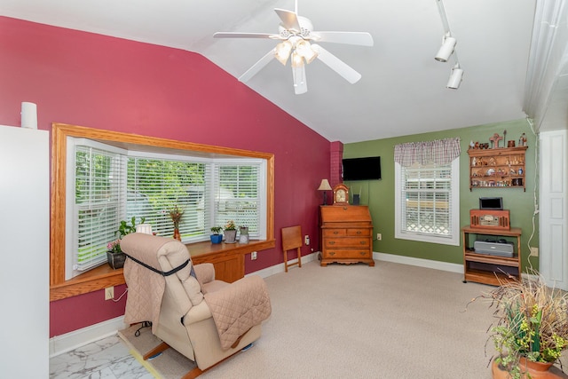 10 Juarez Cir, Covington, KY 41017 - sitting room with vaulted ceiling, ceiling fan, and baseboards