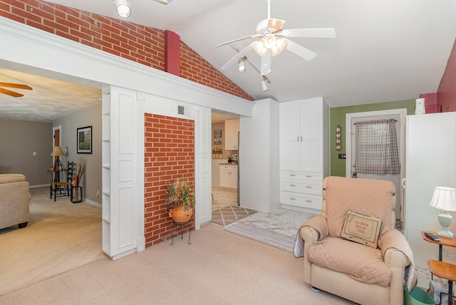 10 Juarez Cir, Covington, KY 41017 - sitting room featuring a ceiling fan, lofted ceiling, and light carpet