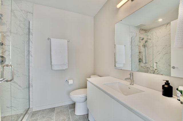 120 Main St Unit 205, Newport, KY 41071 - bathroom with toilet, a marble finish shower, vanity, and baseboards