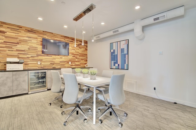 120 Main St Unit 205, Newport, KY 41071 - home office with wine cooler, recessed lighting, light colored carpet, and baseboards