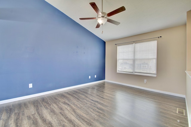 609 Crosswinds Pointe Ct, Walton, KY 41094 - unfurnished room featuring vaulted ceiling, a ceiling fan, wood finished floors, and baseboards