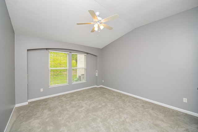 874 Borderlands Dr, Erlanger, KY 41018 - spare room featuring vaulted ceiling, a ceiling fan, carpet flooring, and baseboards