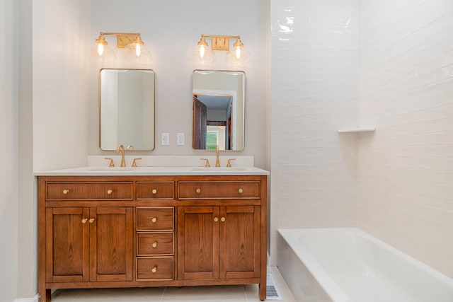 436 Elm St, Ludlow, KY 41016 - bathroom featuring double vanity and tile patterned floors