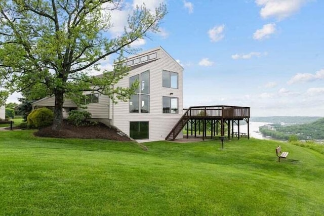 2862 Cliffview Ct, Villa Hills, KY 41017 - view of side of property featuring stairs, a wooden deck, and a yard