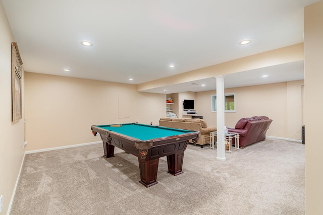 4049 Sherbourne Dr, Independence, KY 41051 - game room with light carpet, recessed lighting, billiards, and baseboards