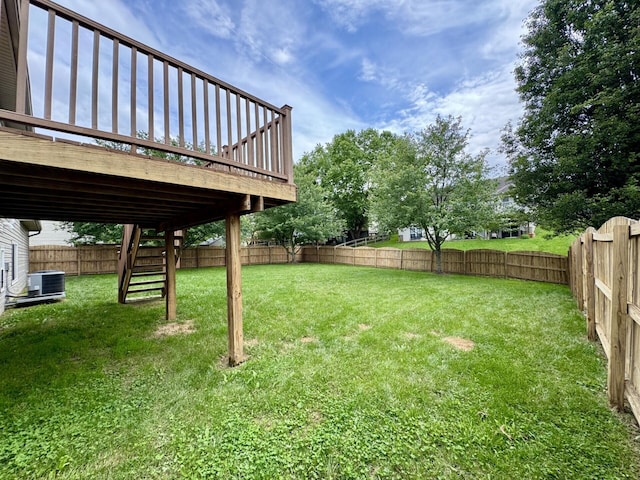 1039 Meadowbrook Ct, Hebron, KY 41048 - view of yard with central air condition unit and a wooden deck