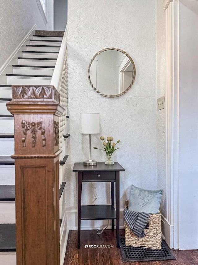 1816 Scott St, Covington, KY 41014 - staircase with wood finished floors and a textured wall