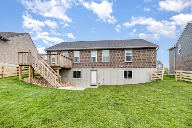 1739 Barons Cv, Hebron, KY 41048 - rear view of house with a deck, stairway, and brick siding