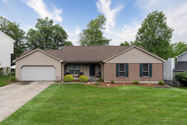 773 Becky Ln, Edgewood, KY 41017 - ranch-style house with brick siding, a garage, a front yard, and concrete driveway