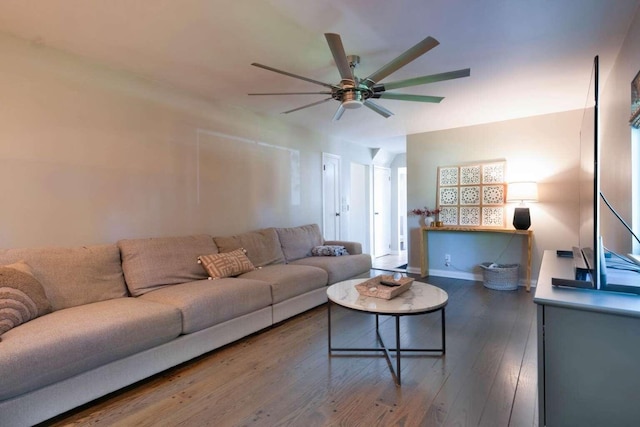 3416 Meadowlark Dr, Edgewood, KY 41018 - living area featuring a ceiling fan and hardwood / wood-style flooring