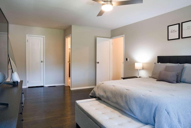 3416 Meadowlark Dr, Edgewood, KY 41018 - bedroom featuring dark wood finished floors, baseboards, and a ceiling fan