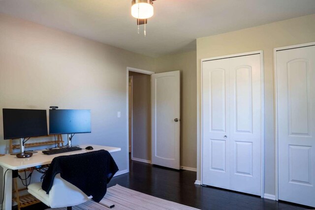 3416 Meadowlark Dr, Edgewood, KY 41018 - office area featuring baseboards and dark wood-style flooring