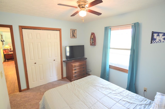 445 Elk Lk Lot 945/946, Owenton, KY 40359 - bedroom with carpet flooring, multiple windows, a closet, and ceiling fan
