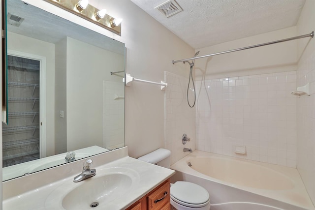 328 Deepwoods Dr, Highland Heights, KY 41076 - bathroom featuring vanity, toilet,  shower combination, and a textured ceiling