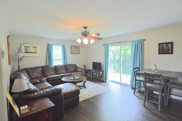 15295 Parkers Grove Rd, Morning View, KY 41063 - living room with healthy amount of natural light, wood finished floors, and ceiling fan