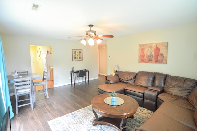 15295 Parkers Grove Rd, Morning View, KY 41063 - living area with ceiling fan, wood finished floors, and baseboards