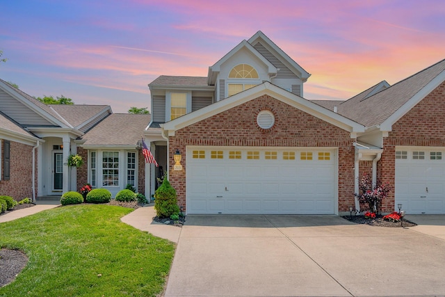 315 Shadow Ridge Dr, Highland Heights, KY 41076 - traditional-style home with brick siding, concrete driveway, a front lawn, and an attached garage