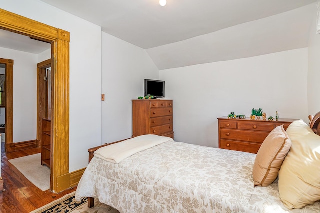 2196 Stevens Branch Rd, Alexandria, KY 41001 - bedroom with wood finished floors, vaulted ceiling, and baseboards