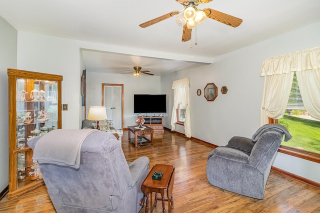 2196 Stevens Branch Rd, Alexandria, KY 41001 - living room featuring ceiling fan, healthy amount of natural light, and baseboards