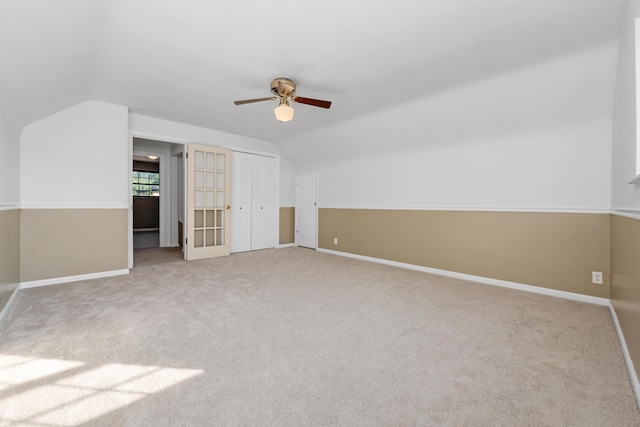420 Locust St, Erlanger, KY 41018 - additional living space featuring ceiling fan, lofted ceiling, carpet flooring, and baseboards