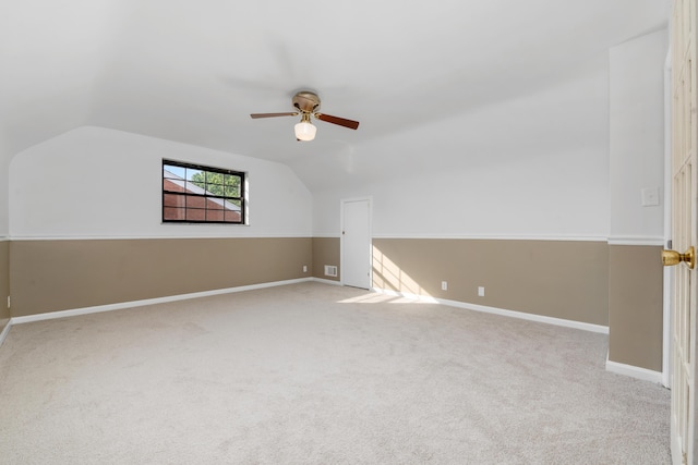 420 Locust St, Erlanger, KY 41018 - bonus room with a ceiling fan, lofted ceiling, carpet flooring, and baseboards