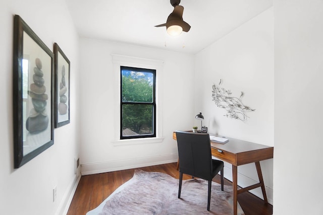 645 Maple Ave, Newport, KY 41071 - office featuring baseboards, wood finished floors, and ceiling fan