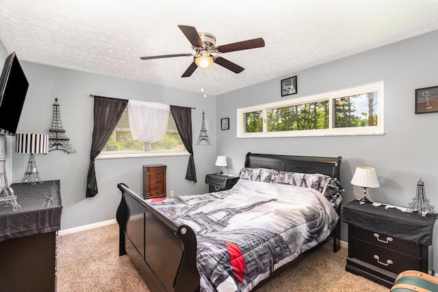 304 Humes Ridge Rd, Williamstown, KY 41097 - carpeted bedroom featuring a textured ceiling, baseboards, and ceiling fan
